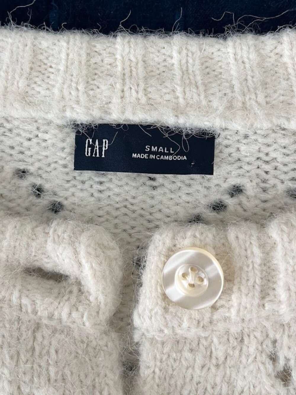 GAP Cream Open-Knit Button Cardigan - Picture 4 of 4